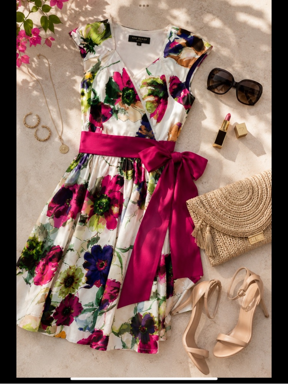 Ted Baker London English Garden Wrap Dress NWT Silk Cotton Floral Dress 🌸 - Picture 8 of 16